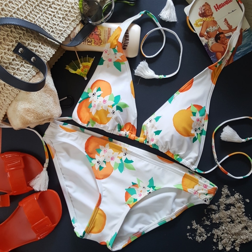 LAST CHANCE! CLOSET CLOSING! Kate Spade bikini orange white floral NWT XS